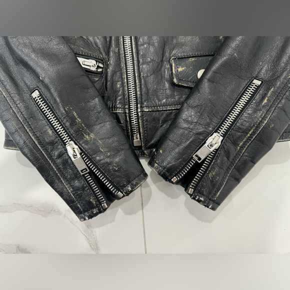 Yves Saint Laurent Black Leather Motorcycle Biker Jacket - Size 36 FR (small) - Picture 4 of 11